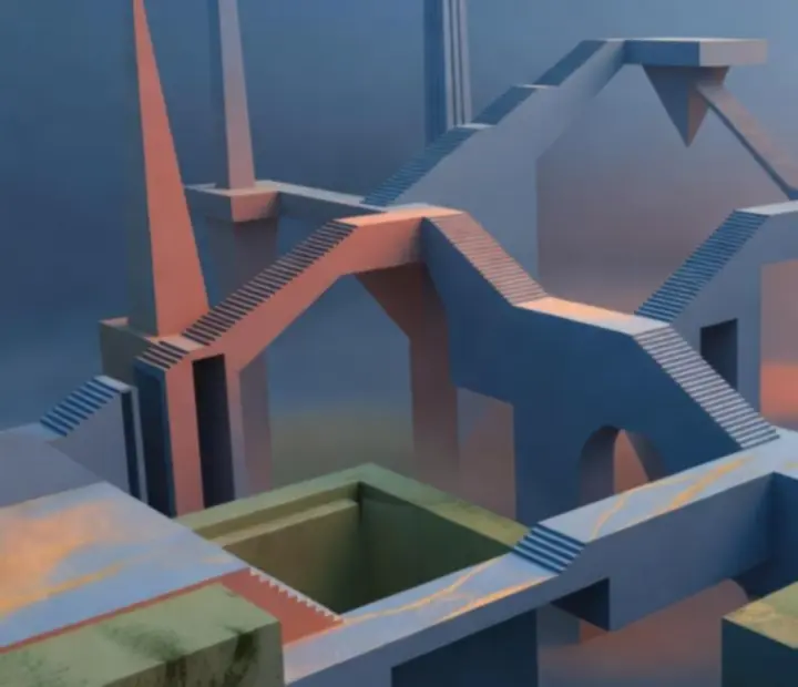 Absztrakt, geometrikus Monument Valley 2 világ szürreális építészeti formákkal