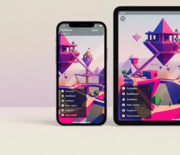 Monument Valley 2 játék jelenete mobilon és tableten, geometrikus építészeti pályákkal