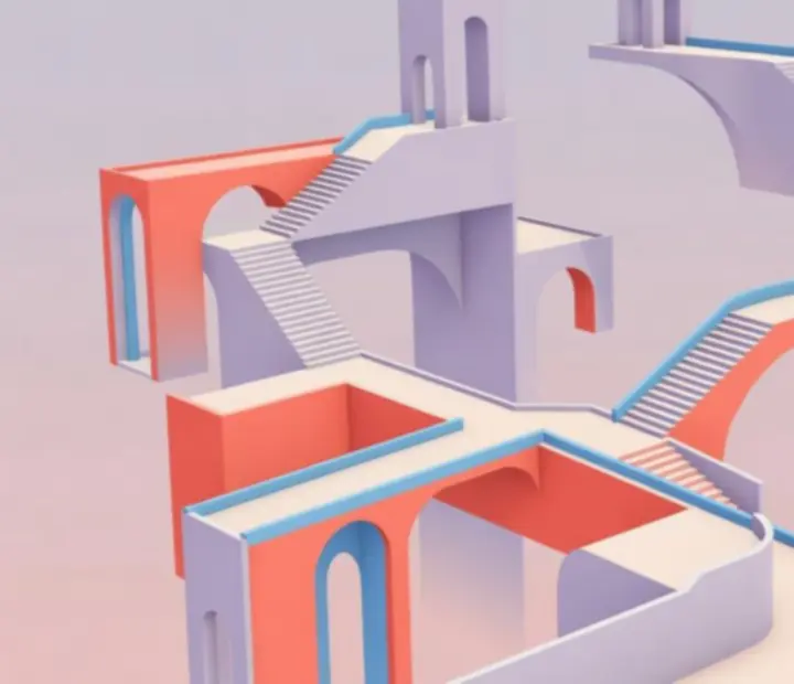 Monument Valley 2 minimalista művészeti stílusú, pasztellszínű jelenete