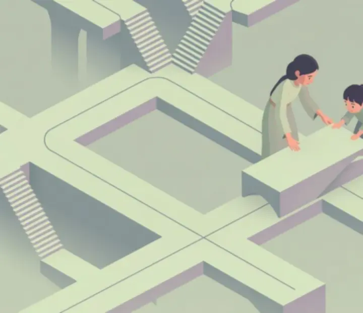 Ro és gyermeke interaktív elemeket kezelnek egy Monument Valley 2 pályán