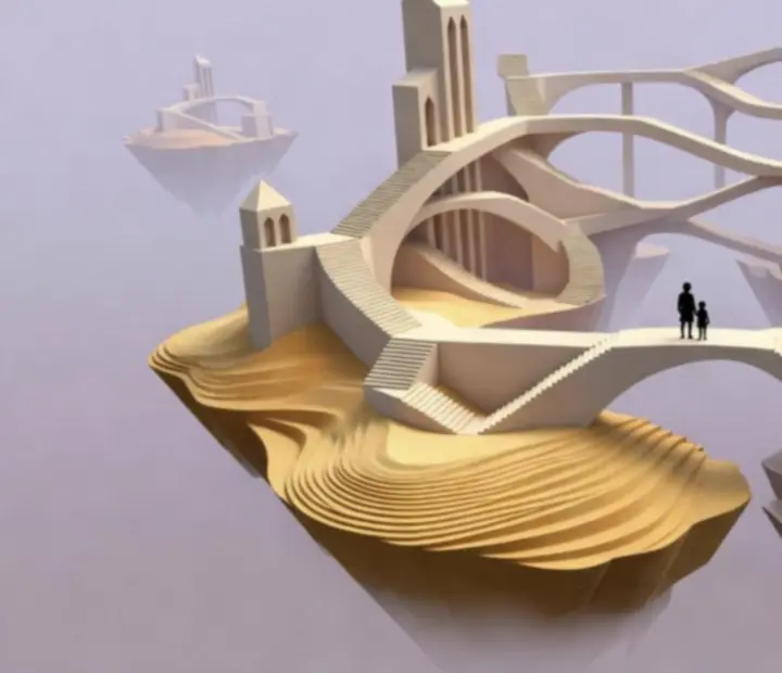 Absztrakt, lehetetlen építészet Monument Valley 2 pályáin, lépcsőkkel és lebegő platformokkal
